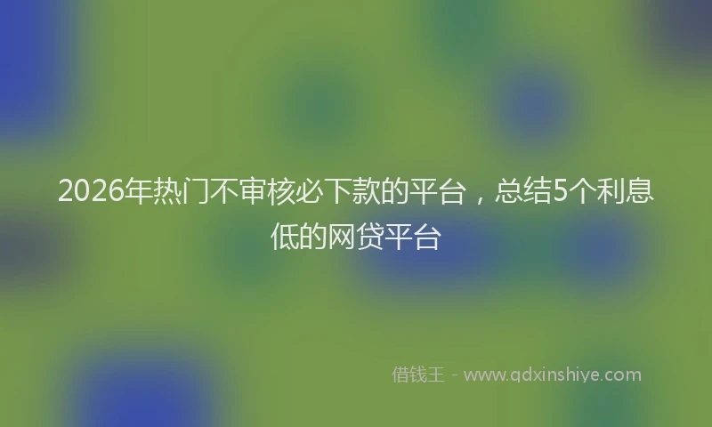 2026年热门不审核必下款的平台，总结5个利息低的网贷平台