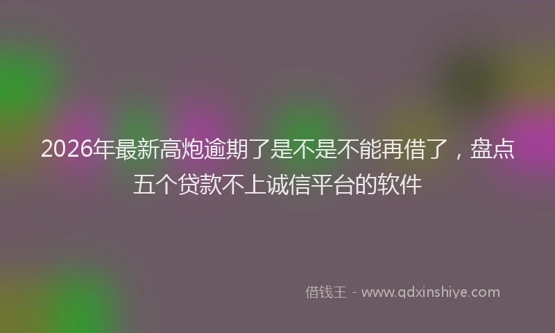 2026年最新高炮逾期了是不是不能再借了，盘点五个贷款不上诚信平台的软件
