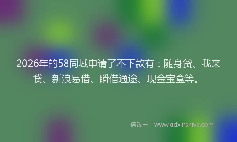 2026年的58同城申请了不下款有：随身贷、我来贷、新浪易借、瞬借通途、现金宝盒等。