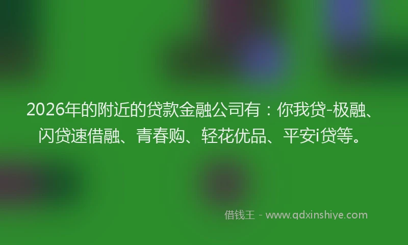 2026年的附近的贷款金融公司有：你我贷-极融、闪贷速借融、青春购、轻花优品、平安i贷等。