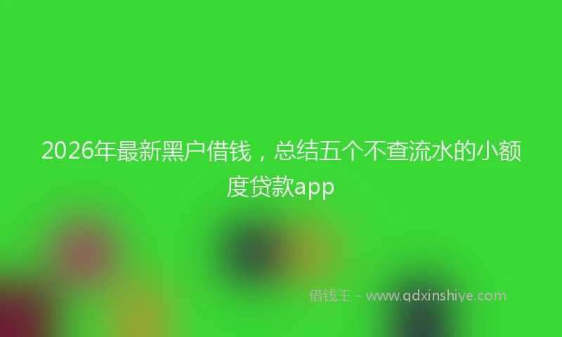 2026年最新黑户借钱，总结五个不查流水的小额度贷款app