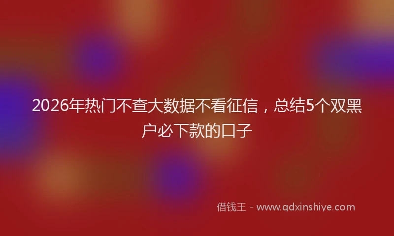 2026年热门不查大数据不看征信，总结5个双黑户必下款的口子