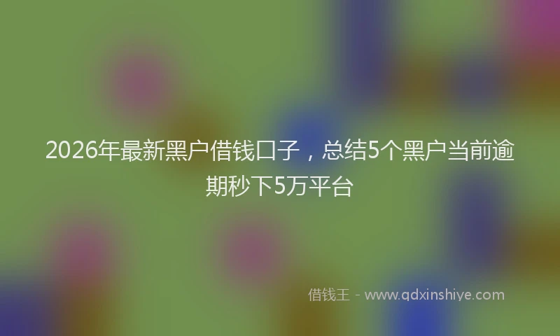 2026年最新黑户借钱口子，总结5个黑户当前逾期秒下5万平台