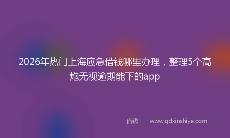 2026年热门上海应急借钱哪里办理，整理5个高炮无视逾期能下的app