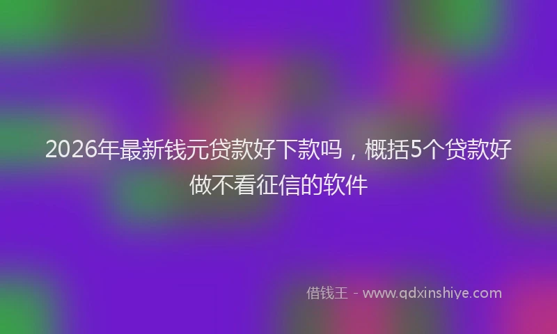 2026年最新钱元贷款好下款吗，概括5个贷款好做不看征信的软件