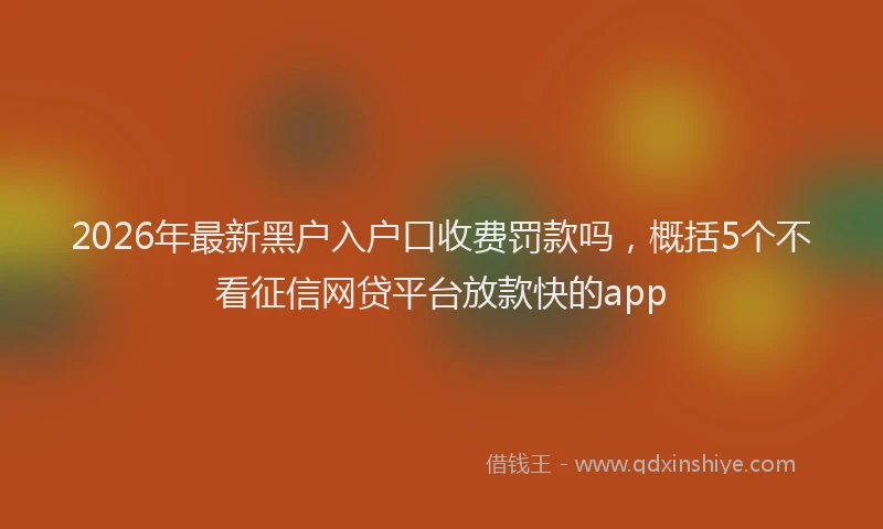 2026年最新黑户入户口收费罚款吗，概括5个不看征信网贷平台放款快的app