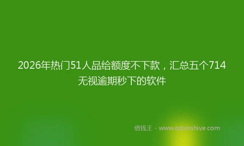 2026年热门51人品给额度不下款，汇总五个714无视逾期秒下的软件