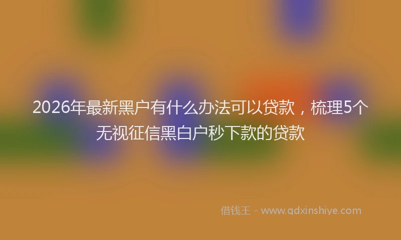 2026年最新黑户有什么办法可以贷款，梳理5个无视征信黑白户秒下款的贷款