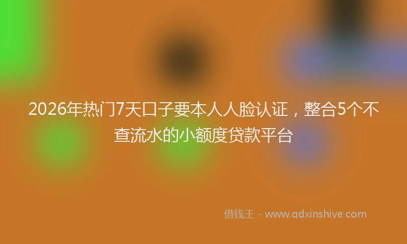 2026年热门7天口子要本人人脸认证，整合5个不查流水的小额度贷款平台