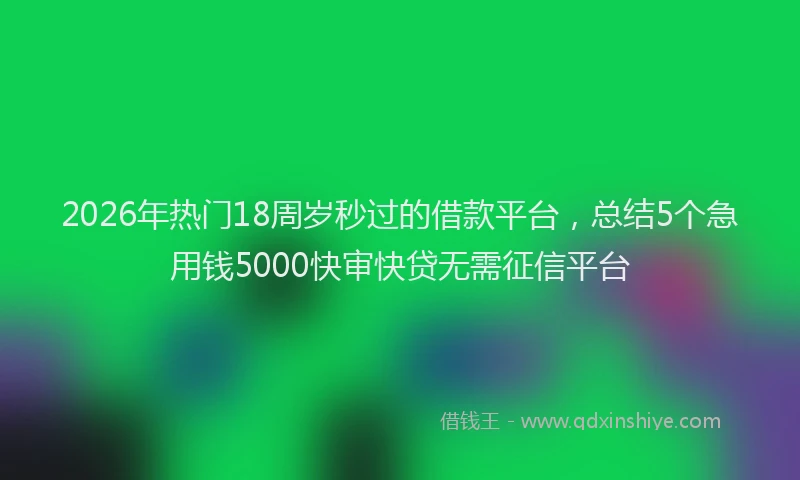 2026年热门18周岁秒过的借款平台，总结5个急用钱5000快审快贷无需征信平台