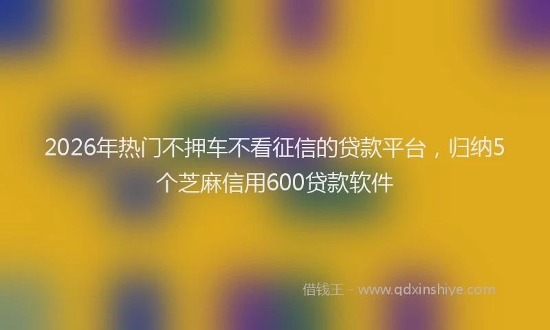 2026年热门不押车不看征信的贷款平台，归纳5个芝麻信用600贷款软件