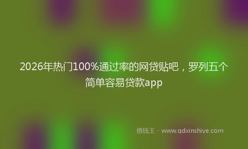 2026年热门100%通过率的网贷贴吧，罗列五个简单容易贷款app