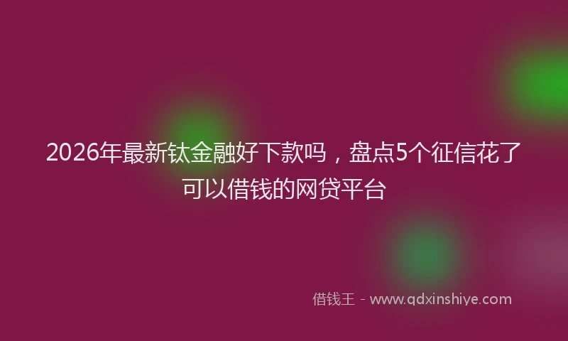 2026年最新钛金融好下款吗，盘点5个征信花了可以借钱的网贷平台