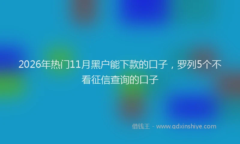 2026年热门11月黑户能下款的口子，罗列5个不看征信查询的口子