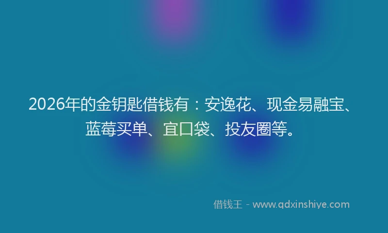 2026年的金钥匙借钱有：安逸花、现金易融宝、蓝莓买单、宜口袋、投友圈等。