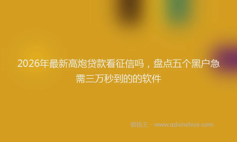 2026年最新高炮贷款看征信吗，盘点五个黑户急需三万秒到的的软件