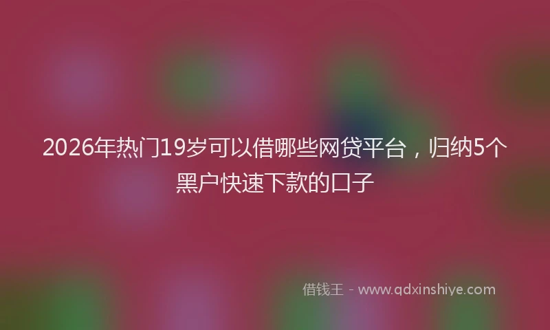 2026年热门19岁可以借哪些网贷平台，归纳5个黑户快速下款的口子