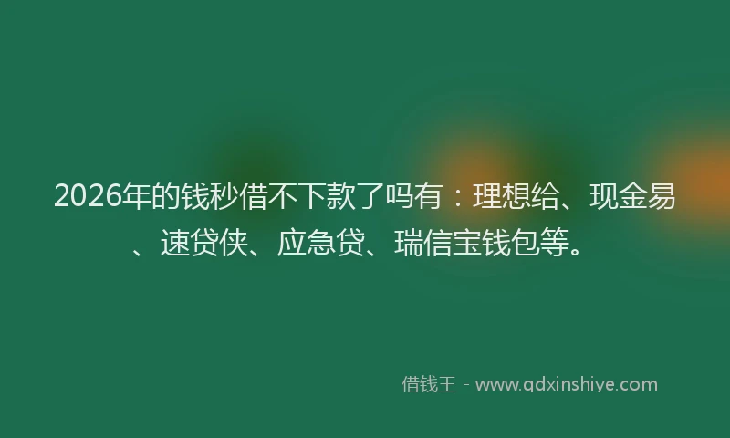 2026年的钱秒借不下款了吗有：理想给、现金易、速贷侠、应急贷、瑞信宝钱包等。