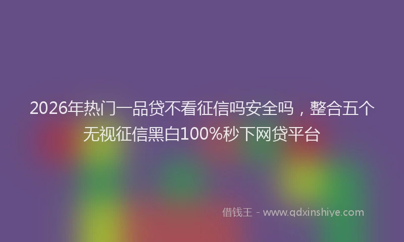 2026年热门一品贷不看征信吗安全吗，整合五个无视征信黑白100%秒下网贷平台