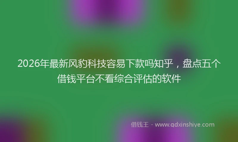 2026年最新风豹科技容易下款吗知乎，盘点五个借钱平台不看综合评估的软件