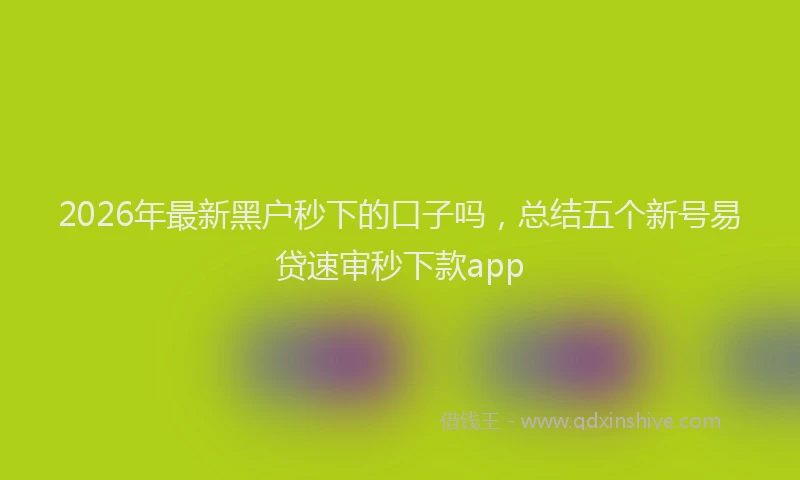 2026年最新黑户秒下的口子吗，总结五个新号易贷速审秒下款app