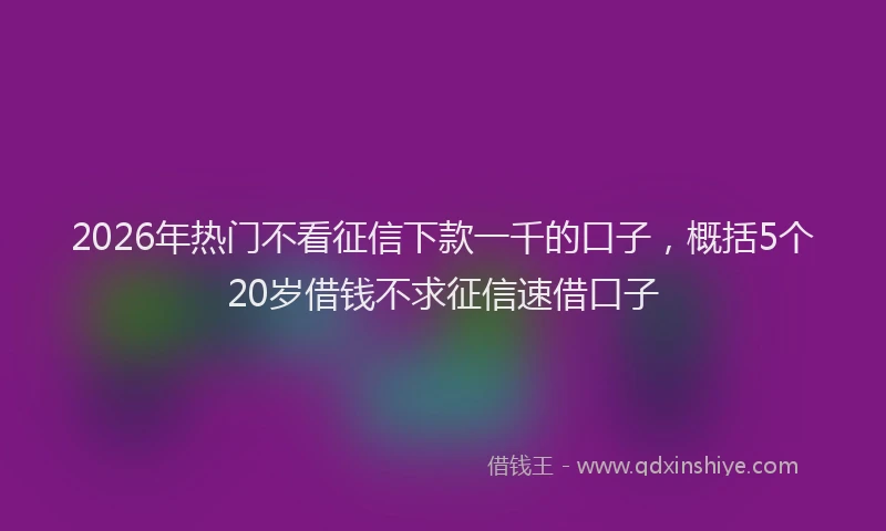 2026年热门不看征信下款一千的口子，概括5个20岁借钱不求征信速借口子