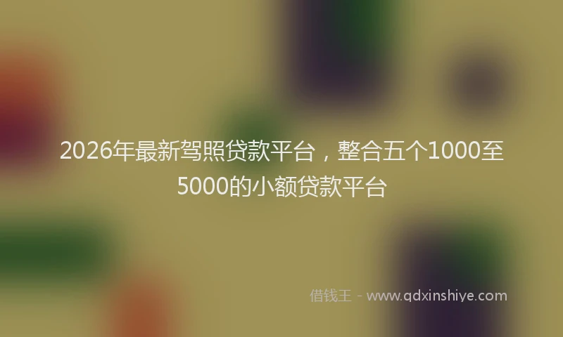 2026年最新驾照贷款平台，整合五个1000至5000的小额贷款平台