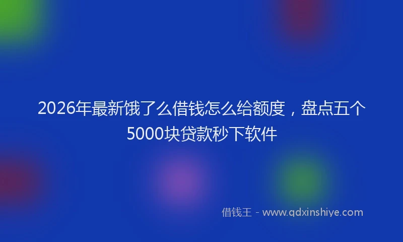 2026年最新饿了么借钱怎么给额度，盘点五个5000块贷款秒下软件
