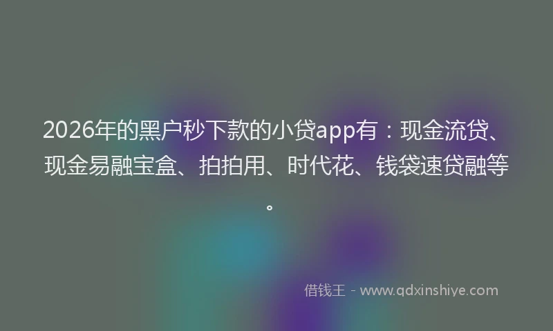 2026年的黑户秒下款的小贷app有：现金流贷、现金易融宝盒、拍拍用、时代花、钱袋速贷融等。