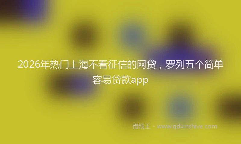 2026年热门上海不看征信的网贷，罗列五个简单容易贷款app