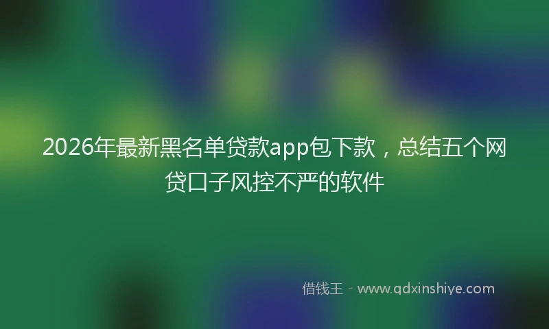 2026年最新黑名单贷款app包下款，总结五个网贷口子风控不严的软件