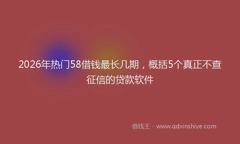 2026年热门58借钱最长几期，概括5个真正不查征信的贷款软件
