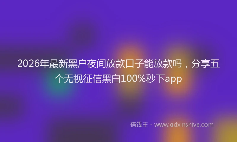 2026年最新黑户夜间放款口子能放款吗，分享五个无视征信黑白100%秒下app