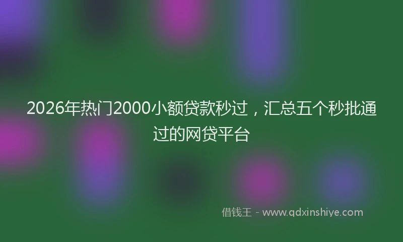 2026年热门2000小额贷款秒过，汇总五个秒批通过的网贷平台