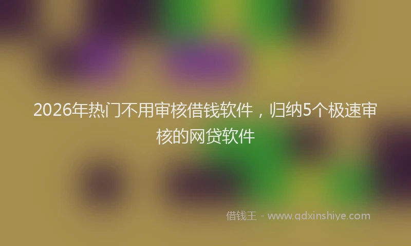 2026年热门不用审核借钱软件，归纳5个极速审核的网贷软件