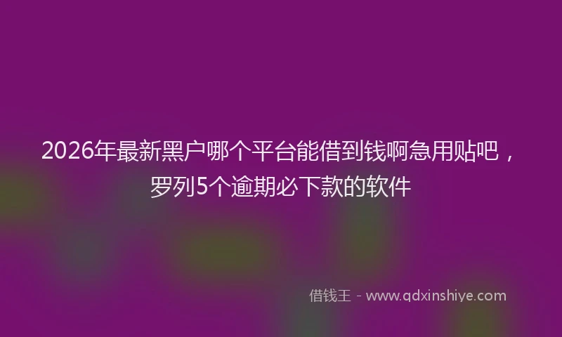 2026年最新黑户哪个平台能借到钱啊急用贴吧，罗列5个逾期必下款的软件