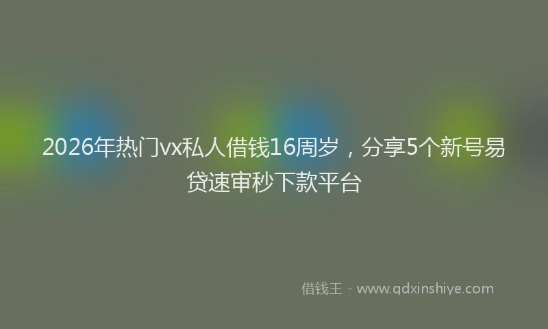 2026年热门vx私人借钱16周岁，分享5个新号易贷速审秒下款平台