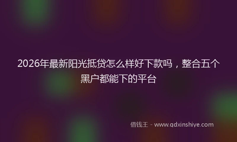 2026年最新阳光抵贷怎么样好下款吗，整合五个黑户都能下的平台