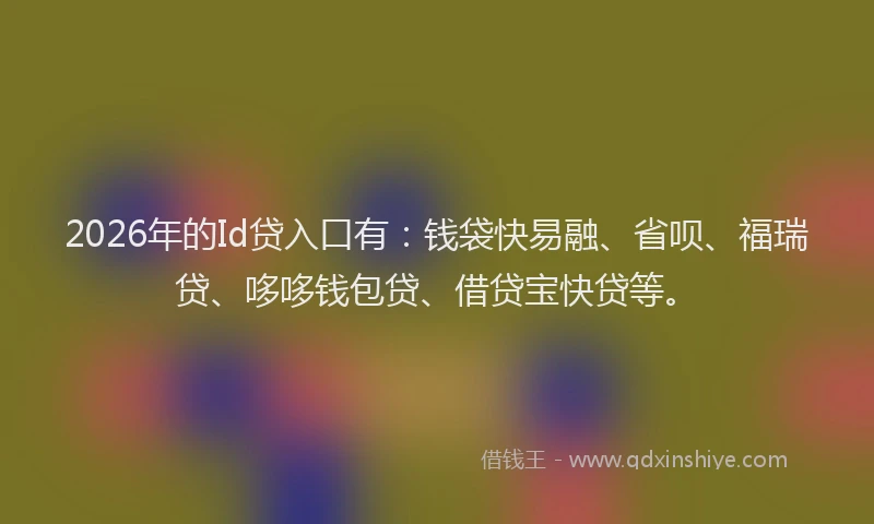 2026年的Id贷入口有：钱袋快易融、省呗、福瑞贷、哆哆钱包贷、借贷宝快贷等。