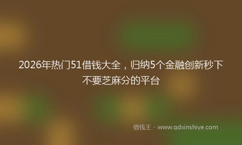 2026年热门51借钱大全，归纳5个金融创新秒下不要芝麻分的平台