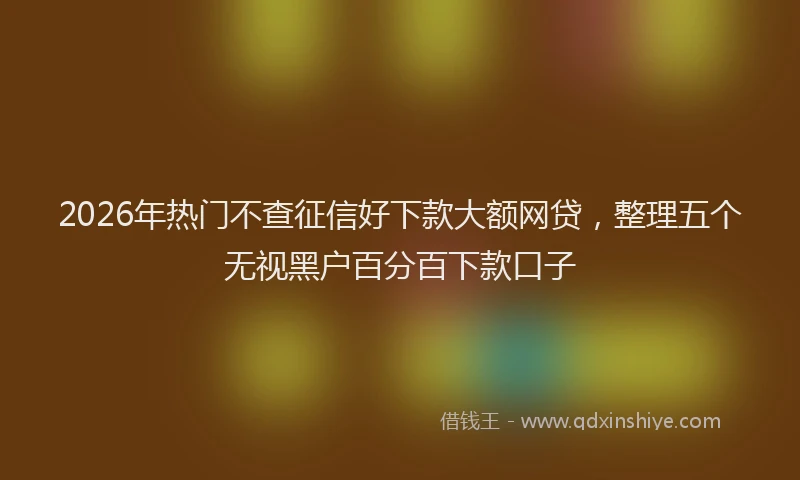 2026年热门不查征信好下款大额网贷，整理五个无视黑户百分百下款口子
