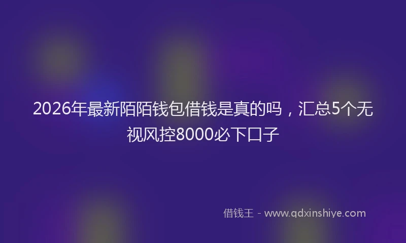 2026年最新陌陌钱包借钱是真的吗，汇总5个无视风控8000必下口子