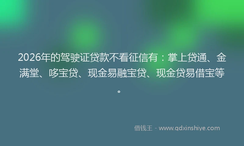 2026年的驾驶证贷款不看征信有：掌上贷通、金满堂、哆宝贷、现金易融宝贷、现金贷易借宝等。