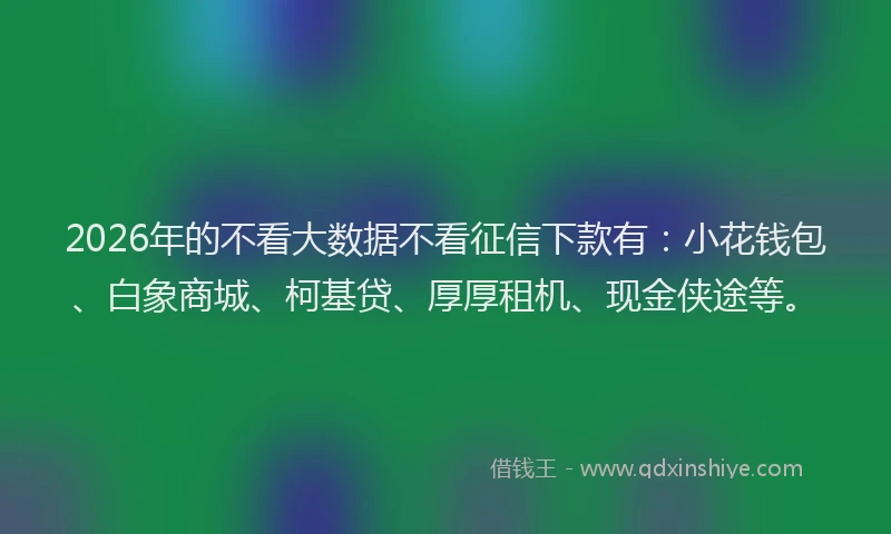 2026年的不看大数据不看征信下款有：小花钱包、白象商城、柯基贷、厚厚租机、现金侠途等。