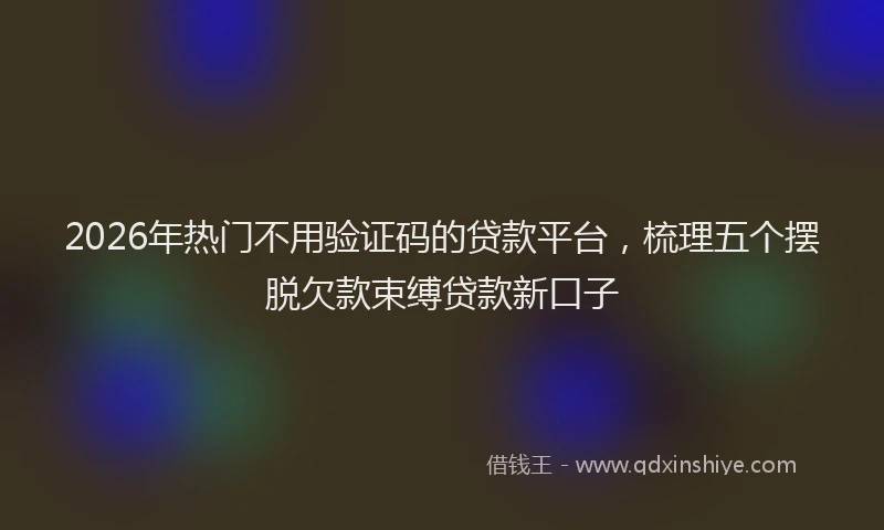 2026年热门不用验证码的贷款平台，梳理五个摆脱欠款束缚贷款新口子