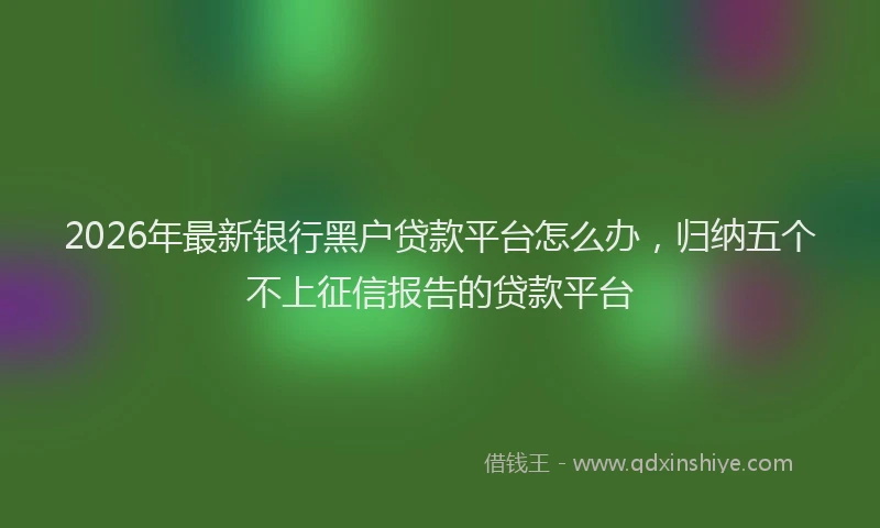 2026年最新银行黑户贷款平台怎么办，归纳五个不上征信报告的贷款平台