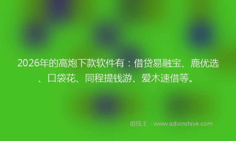 2026年的高炮下款软件有：借贷易融宝、鹿优选、口袋花、同程提钱游、爱木速借等。