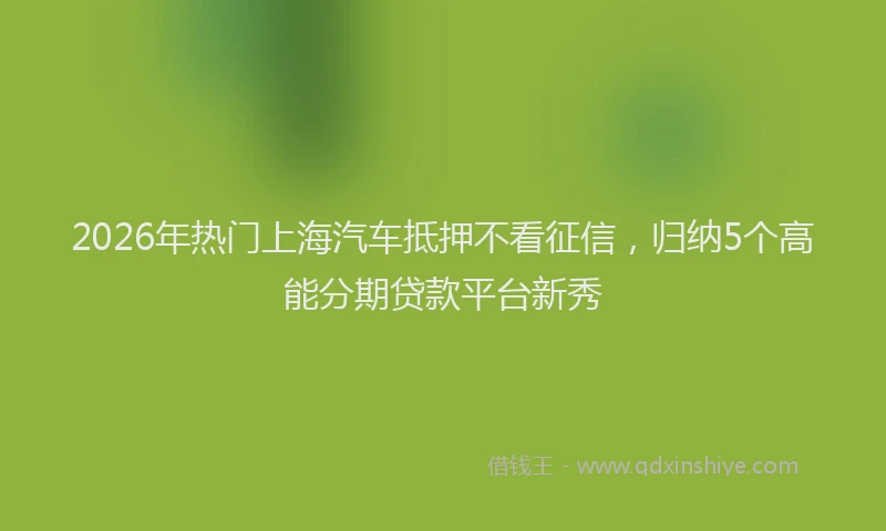 2026年热门上海汽车抵押不看征信，归纳5个高能分期贷款平台新秀