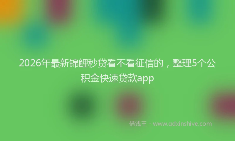 2026年最新锦鲤秒贷看不看征信的，整理5个公积金快速贷款app