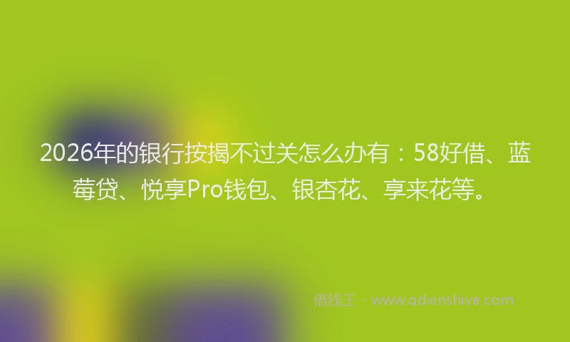 2026年的银行按揭不过关怎么办有：58好借、蓝莓贷、悦享Pro钱包、银杏花、享来花等。